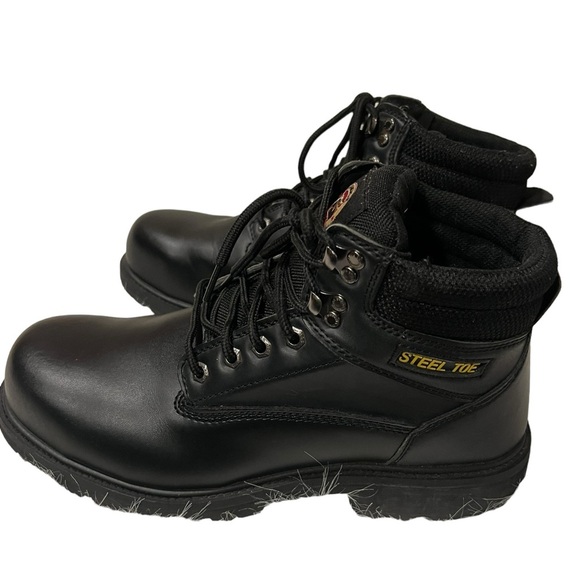 BRAHMA MEN'S STEEL TOE BLACK WORK BOOTS  Shock Absorbent Weight Dispersion. - Picture 4 of 13